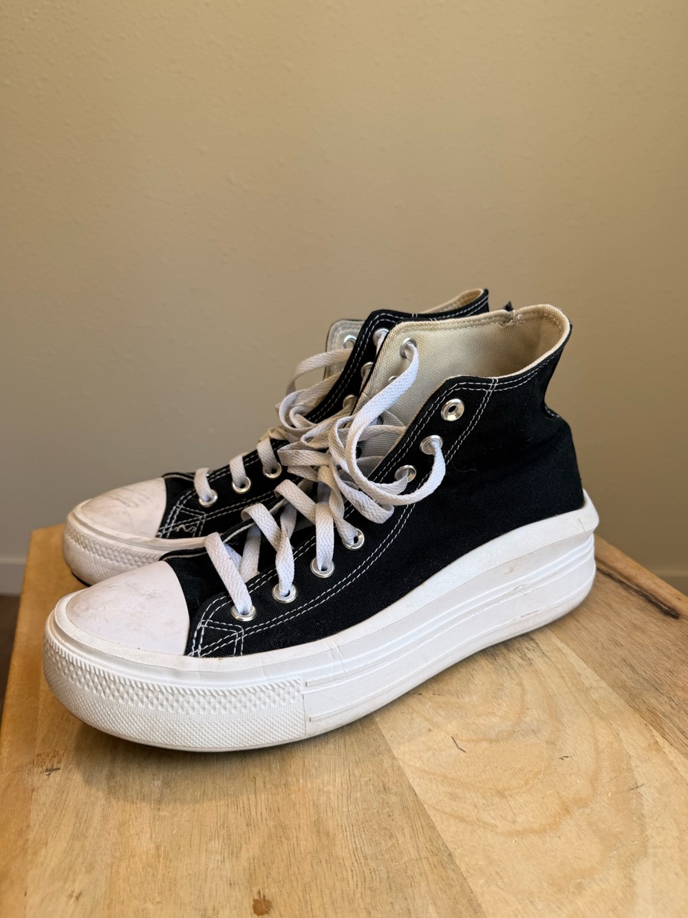 Converse chuck taylor all star move canvas platform high top black white w10.5 - Picture 8 of 9